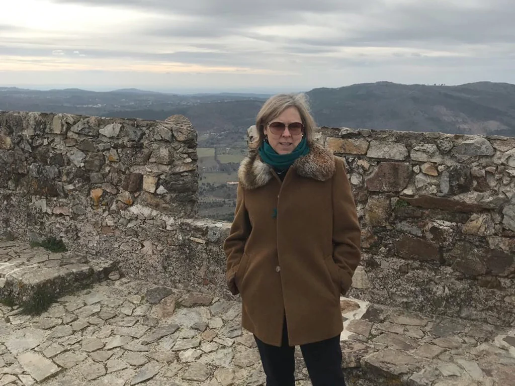 Winter in Marvao, woman standing in Marvao castle, views