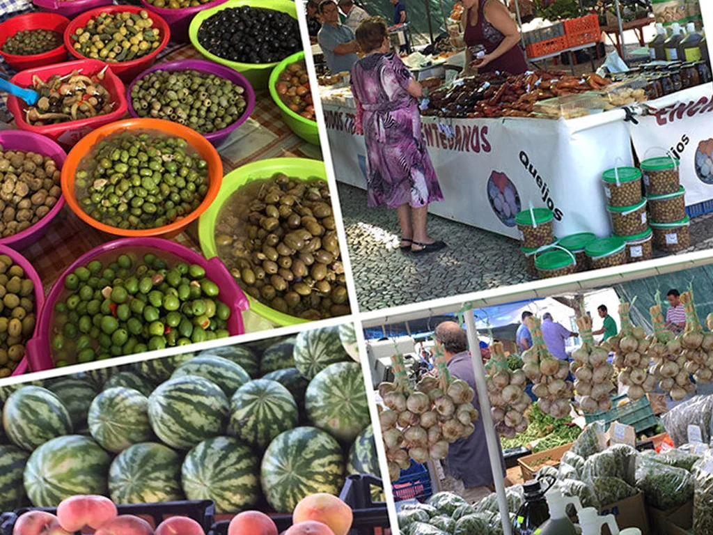 fruits and veggie stalls at Estremoz market