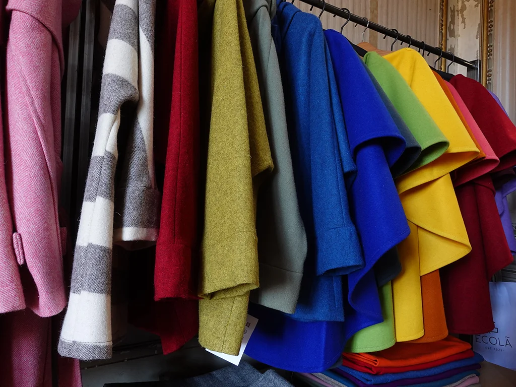 colorful wool coats from Ecola, Lisbon Portugal
