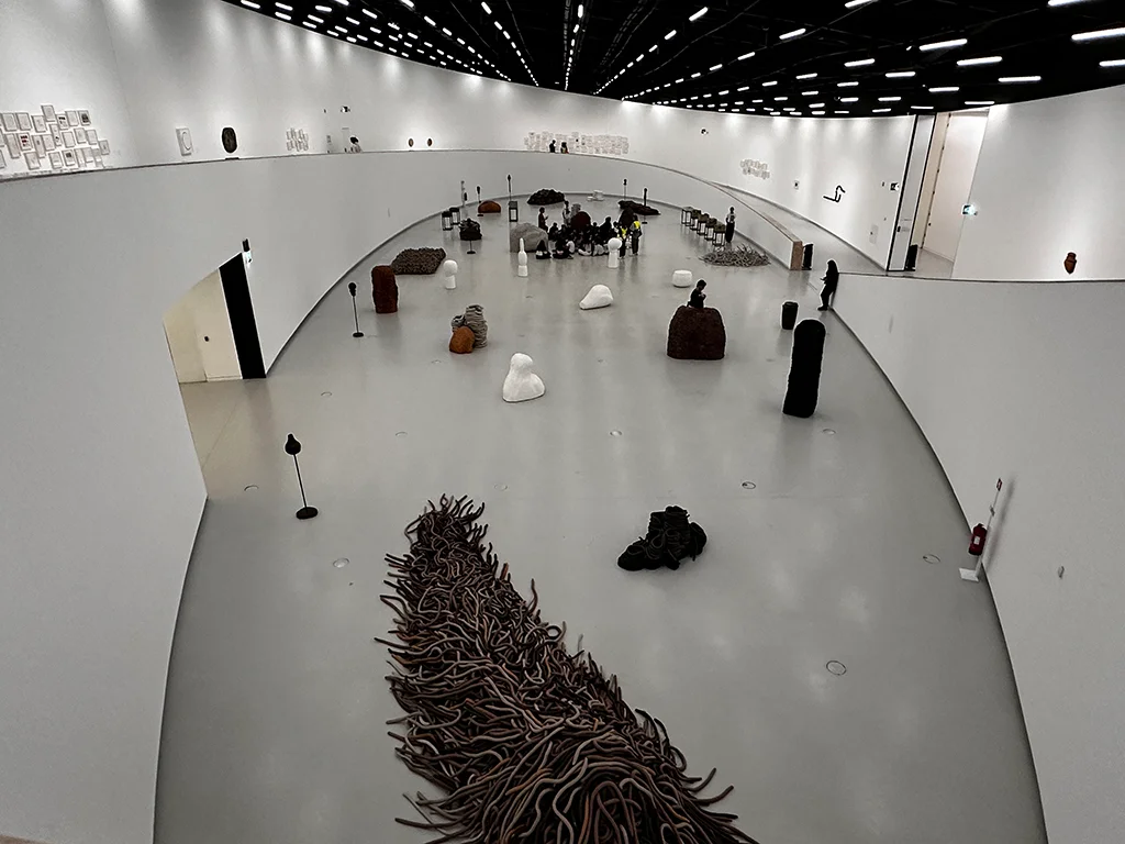 View of Maiolino's exhibit from above at MAAT, art in Lisbon