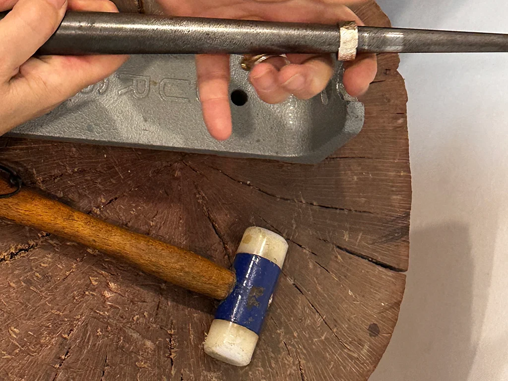 Ring on tube to make I round, birthday Edit ring and hammer